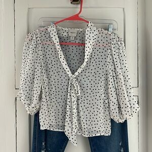 MAEVE PUFF-SLEEVE TIE-NECK BLOUSE